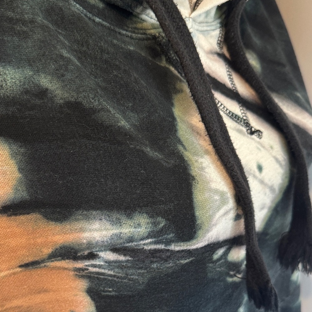 Vintage Havana Tie-Dye Pullover Hoodie in Black,Green,Cream & Rust Brown Size -M - Picture 16 of 16